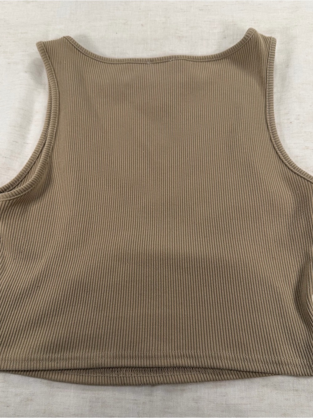 Princess Polly Beige Solid Ribbed Knit Round Neck Sleeveless Tank Top 6 - Picture 5 of 5